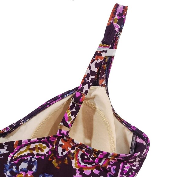 Miraclesuit One Piece size 12/14 Plum Paisley Ruched Tummy control Swimsuit - Picture 7 of 14